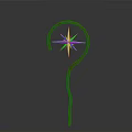 Unique Magical Wooden Staff With Curved Handle And Colorful Star Shaped Top Decoration